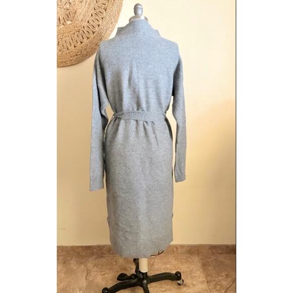 A New Day Gray Knit Sweater Dress Belted Mock Neck Long Sleeve Midi Size M NWOT - Picture 5 of 7
